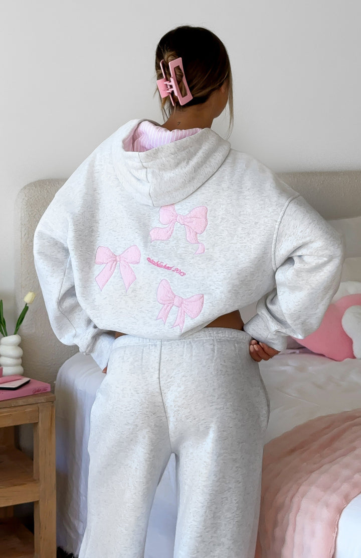 Glamcroft Oversized Hoodie Grey Marle with Polka Dot Lining
