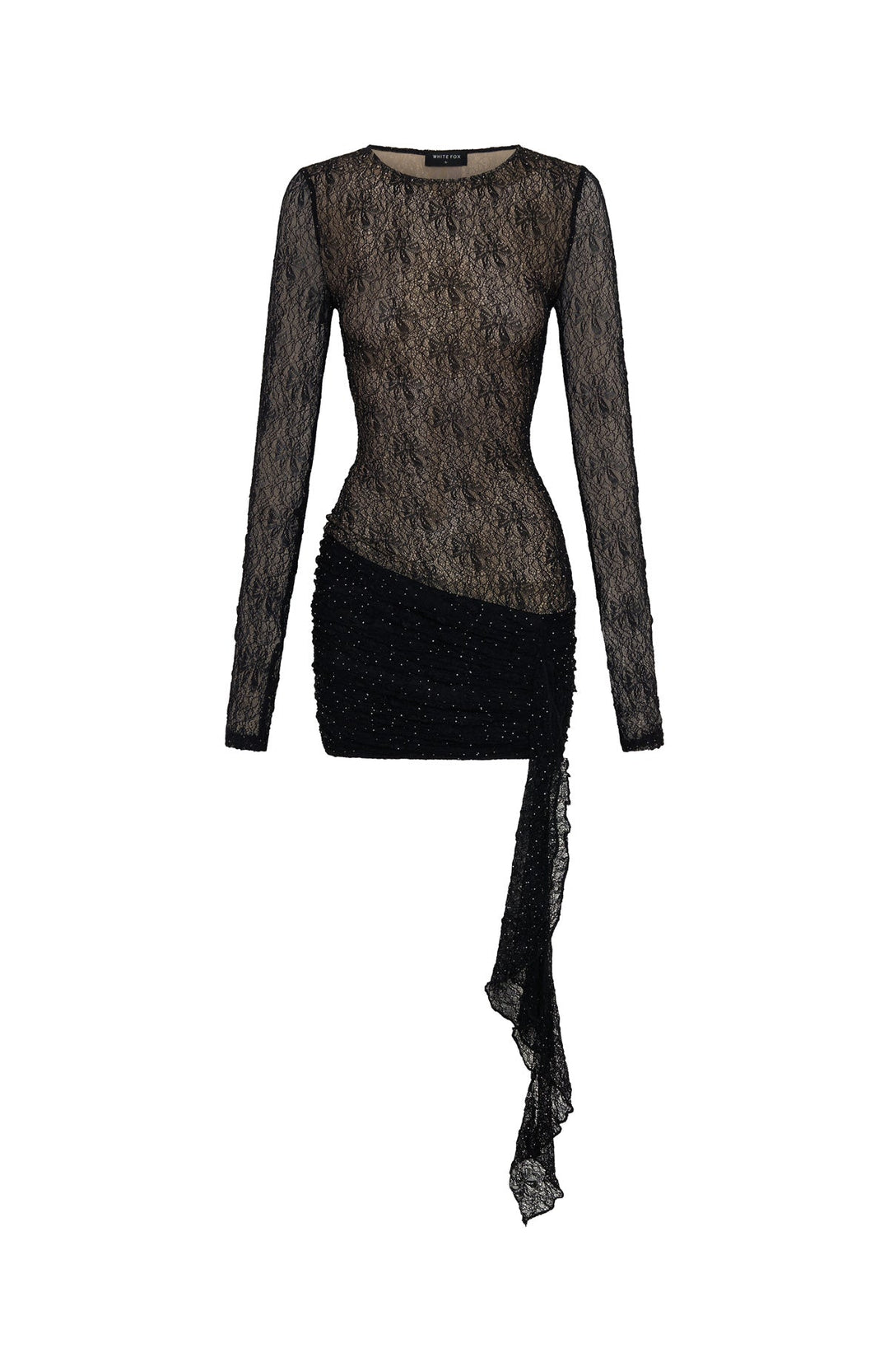 Glamcroft Long Sleeve Mini Dress with Diamante Accents