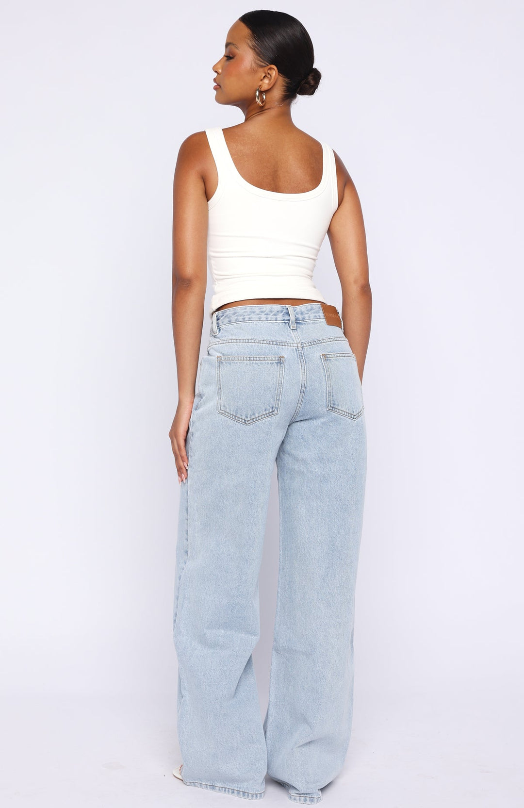 Glamcroft Denim Mid Rise Wide Leg Jeans Mid Blue Wash Size XS-XL