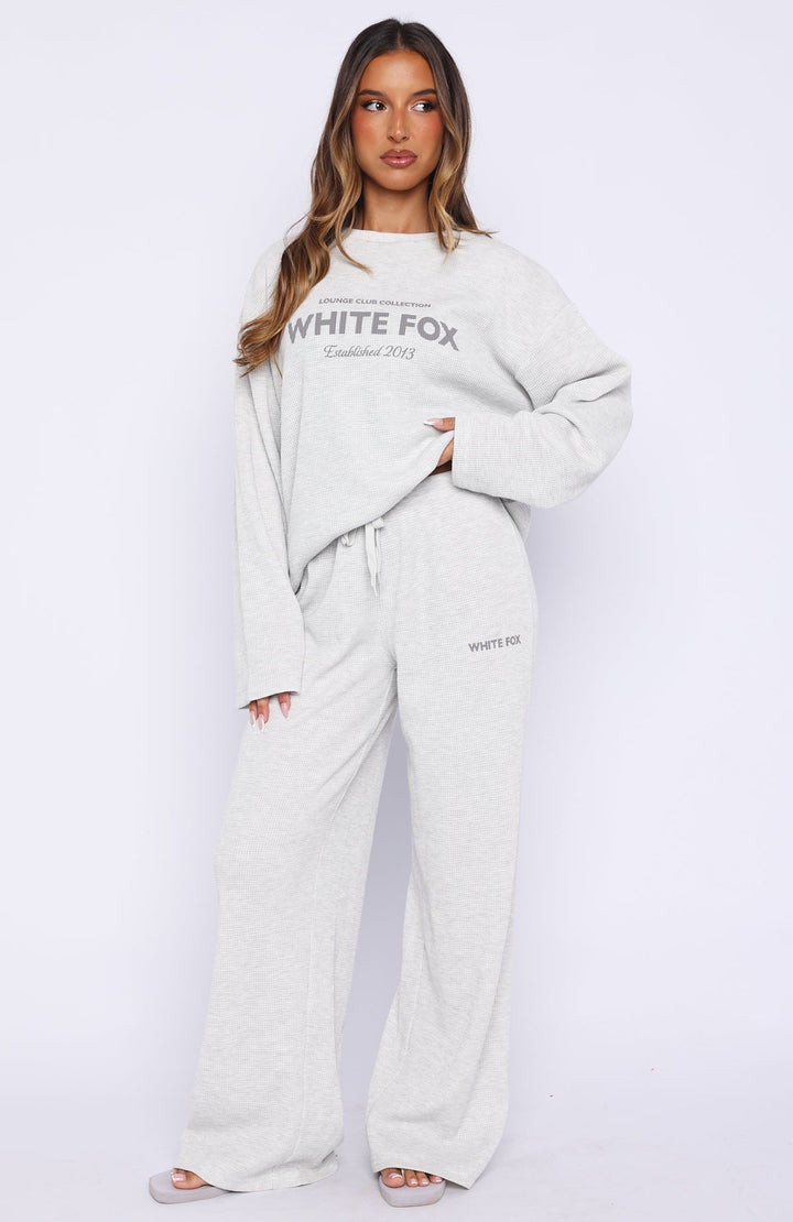 Glamcroft Oversized Long Sleeve Tee Grey Marle Crew Neck