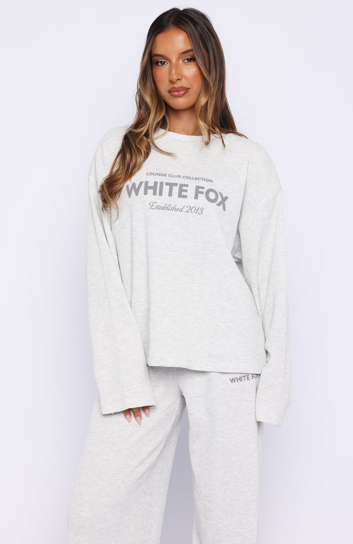 Glamcroft Oversized Long Sleeve Tee Grey Marle Crew Neck