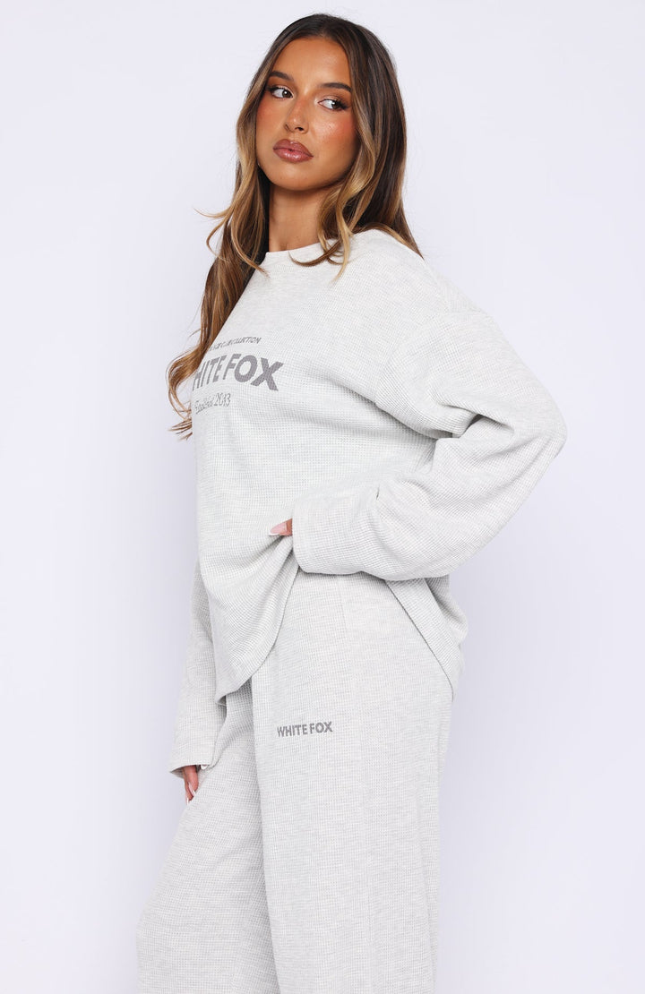 Glamcroft Oversized Long Sleeve Tee Grey Marle Crew Neck