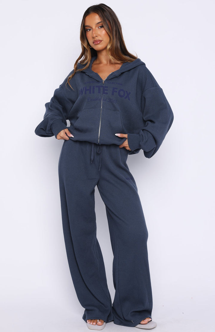 Glamcroft Outerwear Boxy Zip Front Hoodie Navy