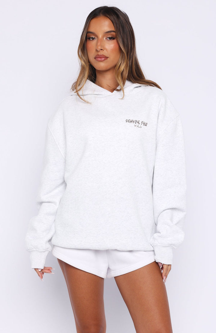Glamcroft Oversized Hoodie Grey Marle with Puff Print