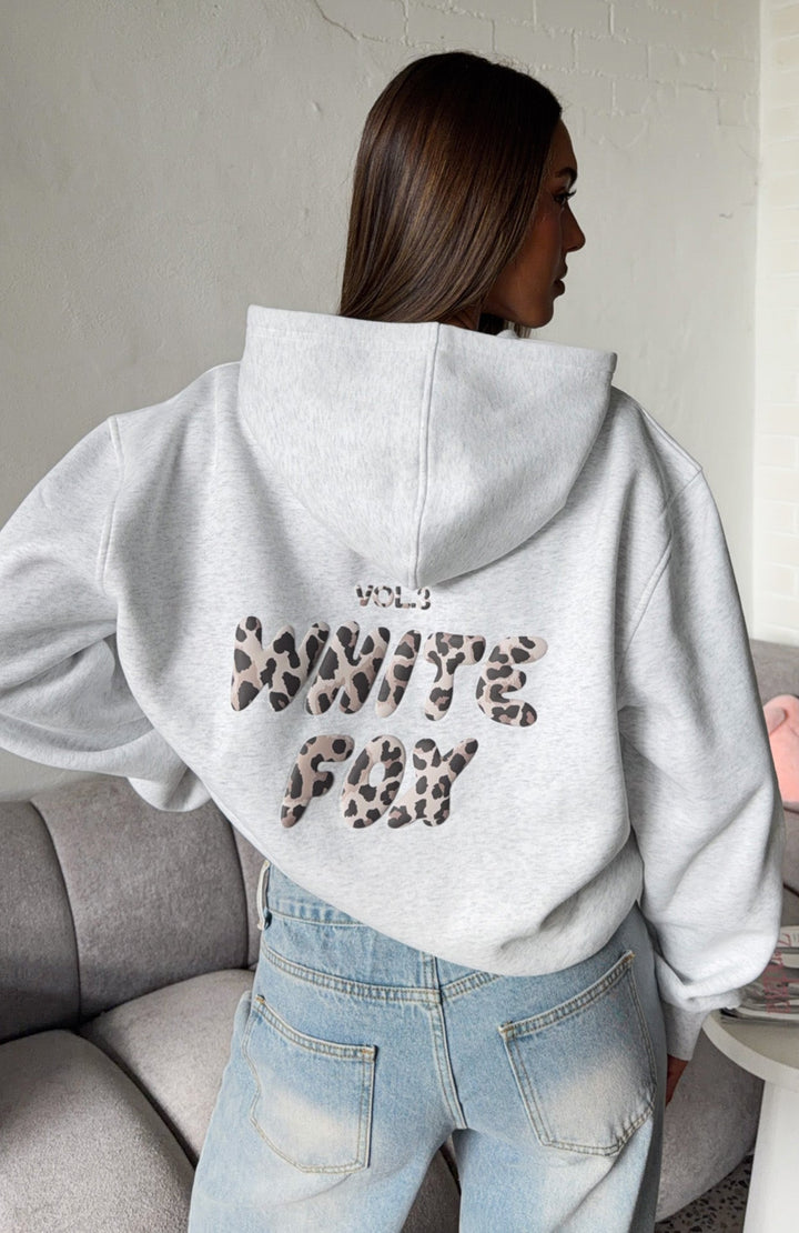 Glamcroft Oversized Hoodie Grey Marle with Puff Print