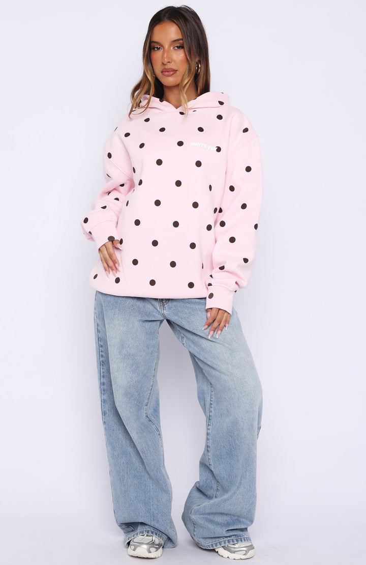 Glamcroft Oversized Hoodie with Polka Dot Print and Hood