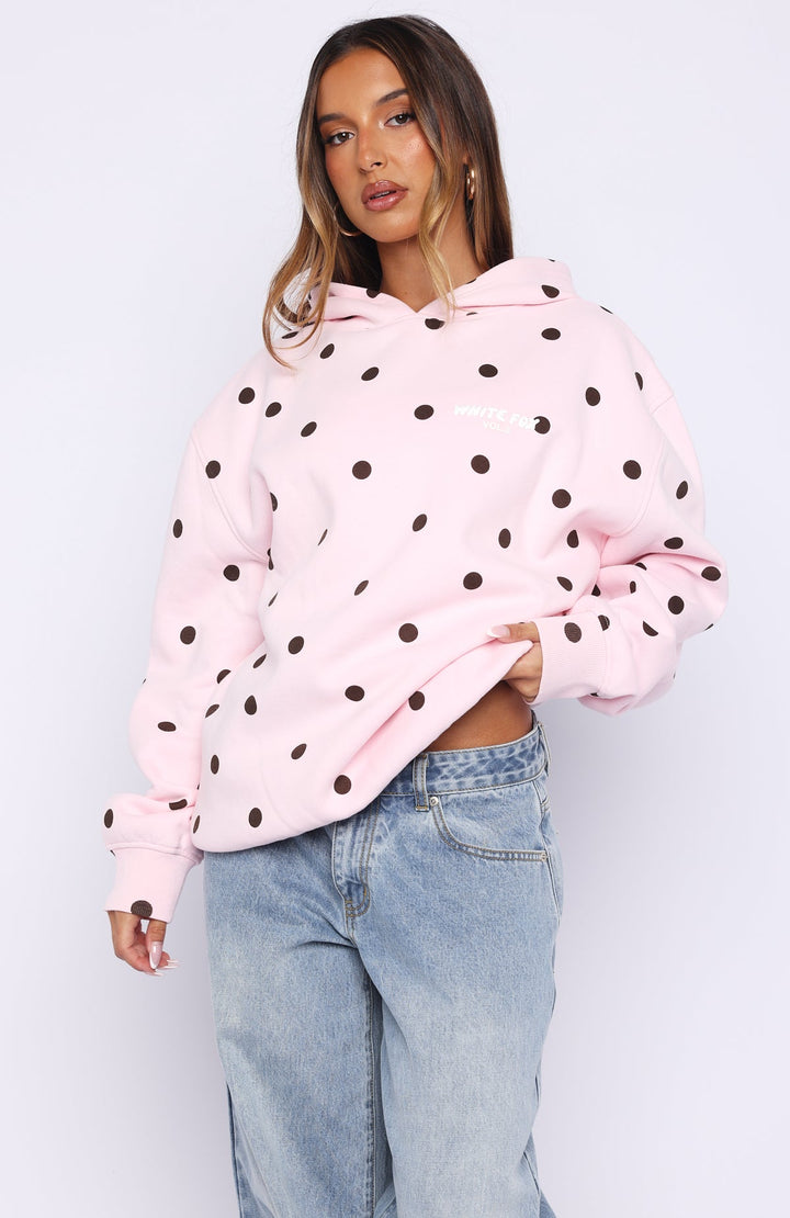 Glamcroft Oversized Hoodie with Polka Dot Print and Hood