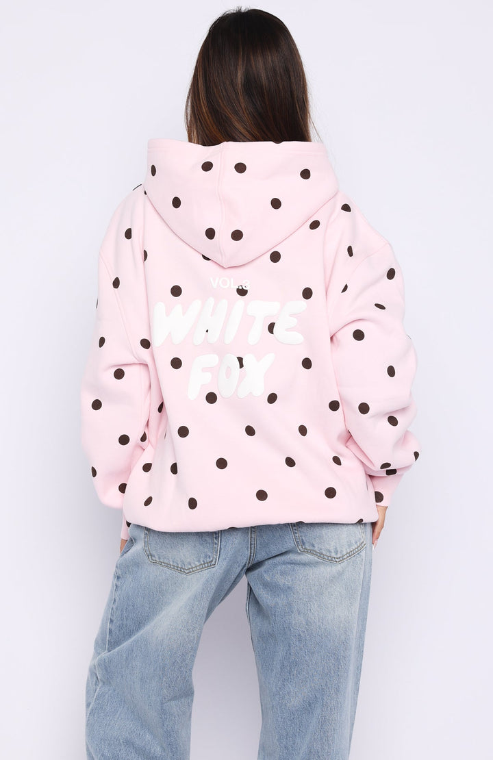Glamcroft Oversized Hoodie with Polka Dot Print and Hood