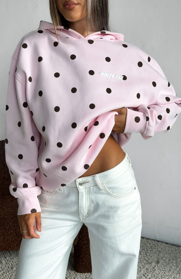 Glamcroft Oversized Hoodie with Polka Dot Print and Hood