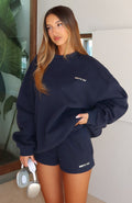Glamcroft Oversized Sweater Dark Navy with Ribbed Details