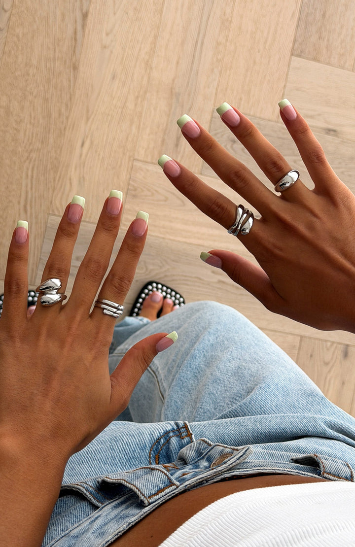 Glamcroft Accessories Timea Ring Set Silver - 4 Sleek Rings