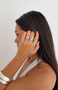 Glamcroft Accessories Timea Ring Set Silver - 4 Sleek Rings