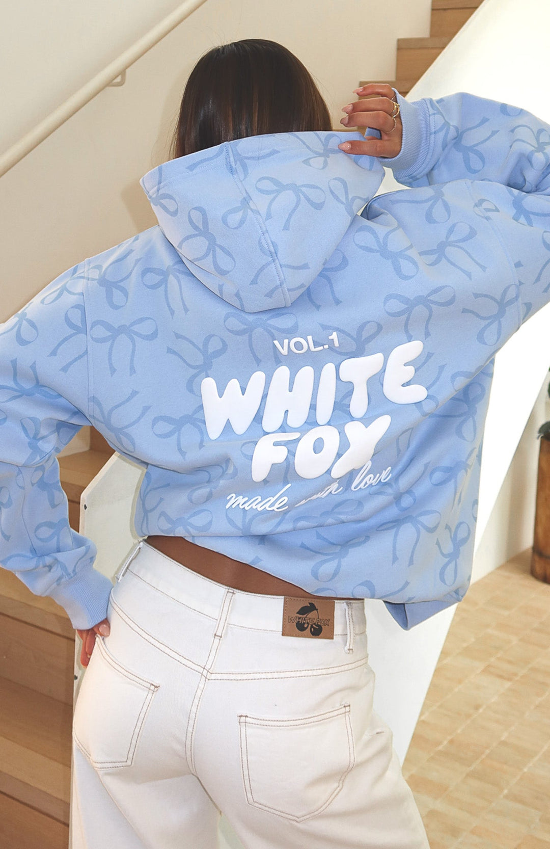 Glamcroft Oversized Printed Hoodie with Bow Design